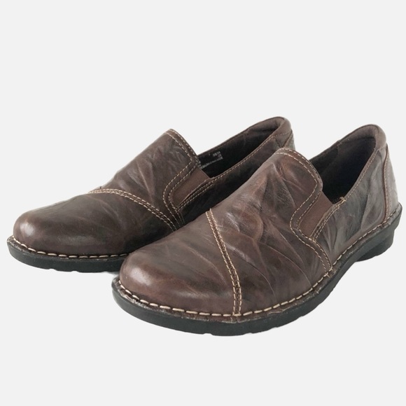 Clarks Leather Bendable Style 39196 Closed Back Slip-on Comfort Clog Shoe Loafer - Picture 1 of 8